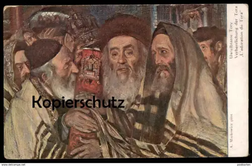ALTE POSTKARTE VERHERRLICHUNG DER TORA UWIELBIANIE TORY L'adoration du Tora Juden Judaika Judaica Jew Jewish Markowicz