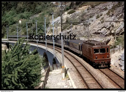 POSTKARTE LOK RE 4/4 NR. 177 VOR IC431 TRAIN BLEU IN HOHTENN BASEL-BERN-BRIG-DOMODOSSOLA Railway Eisenbahn locomotive