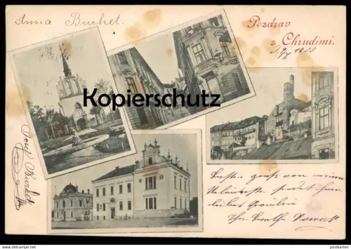 ALTE POSTKARTE POZDRAV Z CHRUDIMI 1900 GRUSS AUS CHRUDIM bei Jenisovice Jenschowitz Tschechien Czech Tchéquie postcard