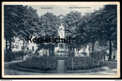 ALTE POSTKARTE WARENDORF PARTIE AM LEHRER-SEMINAR 1912 Schule Statue Monument Overberg cpa postcard Ansichtskarte AK