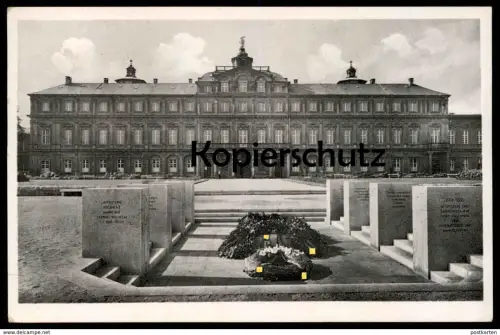 ALTE POSTKARTE RASTATT SCHLOSS FAVORIT 1943 KRÄNZE EHRENMAL Monument des Infanterie Regiments Markgraf Ludwig Wilhelm