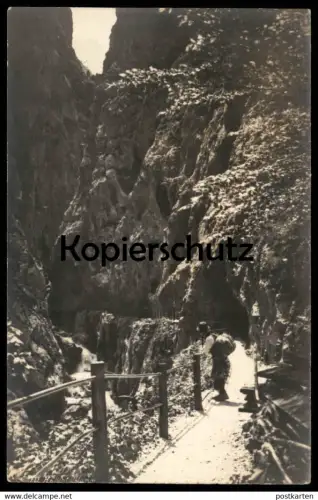 ALTE FOTO POSTKARTE HÖLLENTALKLAMM GRAINAU GARMISCH-PARTENKIRCHEN KLAMM WANDERER Rucksack Ansichtskarte AK cpa postcard