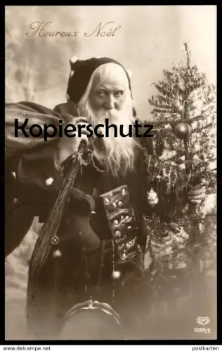 ALTE POSTKARTE HEUREUX NOEL NIKOLAUS Weihnachten Santa Claus Weihnachtsmann Dog Chien Hund toy tambourin christmas cpa