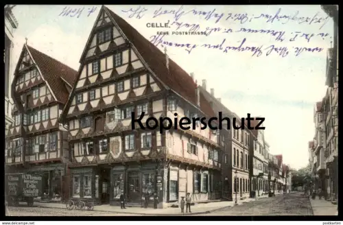 ALTE POSTKARTE CELLE ECKE POSTSTRASSE 1907 W. THIEMANN BAHNSPEDITEUR CELLE NEUSTADT Ansichtskarte AK cpa postcard