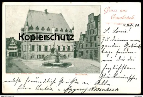 ALTE POSTKARTE GRUSS AUS OSNABRÜCK RATHHAUS 1899 Rathaus Ansichtskarte AK postcard cpa