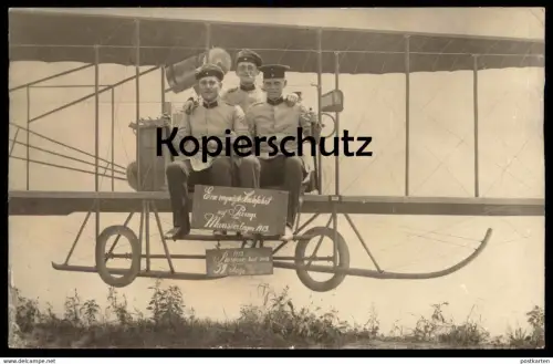 ALTE POSTKARTE MUNSTERLAGER FLUGZEUG PHOTOMONTAGE Fotomontage Montage photo militaires en avion Munster Surrealisme cpa