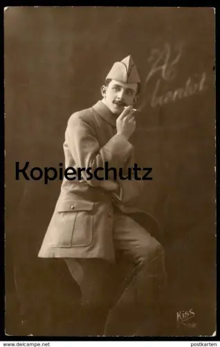 ALTE FOTO POSTKARTE FOTOMONTAGE PHOTOMONTAGE SURREALISME Fumeur Raucher Smoker Fumer Smoke A bientot
