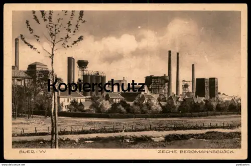 ALTE POSTKARTE GELSENKIRCHEN BUER ZECHE BERGMANNSGLÜCK Bergwerk coal-mine de charbon mine shaft Schacht cpa postcard AK