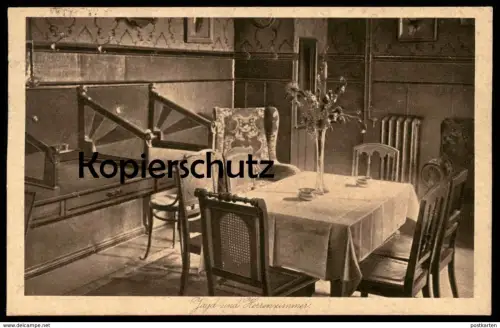 ALTE POSTKARTE RHEINE HOTEL HARTMANN JAGDZIMMER HERRENZIMMER Bahnhofshotel Conditorei Café Garage postcard AK cpa