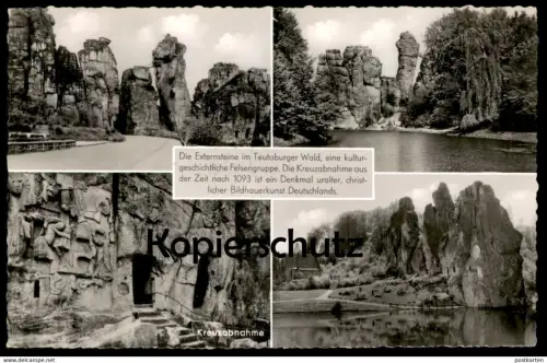 ÄLTERE POSTKARTE DIE EXTERNSTEINE KREUZABNAHME CHRONIKKARTE TEUTOBURGER WALD DETMOLD HOTEL PENSION ZUR EICHE HOLZHAUSEN