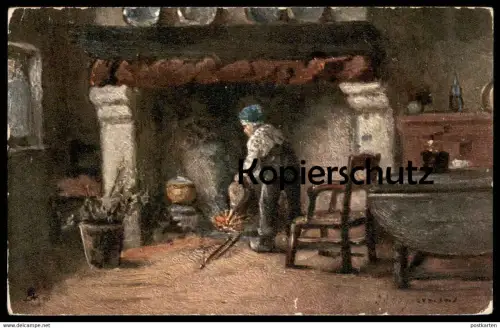 ALTE POSTKARTE OILETTE RAPHAEL TUCK 1530 Tucks Bauernhaus Schmied Blasebalg Gonfleur Pair of bellows Kamin cpa AK