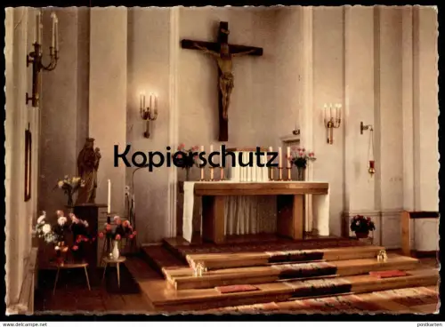 ÄLTERE POSTKARTE MÜNSTER WESTFALEN UNIVERSITÄTS HAUTKLINIK KAPELLE Krankenhaus Hospital Chapel Altar Jesus Maria Madonna