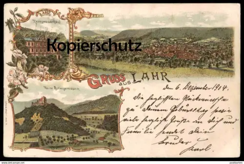 ALTE LITHO POSTKARTE GRUSS AUS LAHR GESAMTANSICHT RUINE HOHENGEROLDSECK REICHSWAISENHAUS Ansichtskarte AK cpa postcard