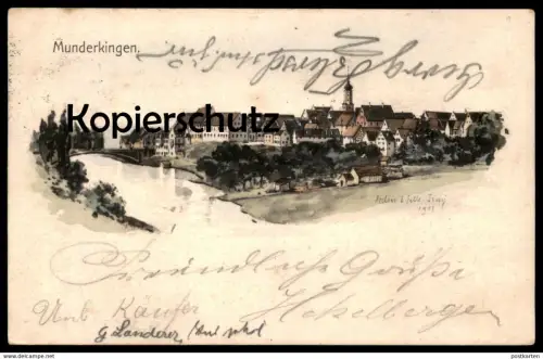 ALTE LITHO POSTKARTE MUNDERKINGEN PANORAMA GESAMTANSICHT ATELIER EUGEN FELLE ISNY 1903 Ansichtskarte AK cpa postcard