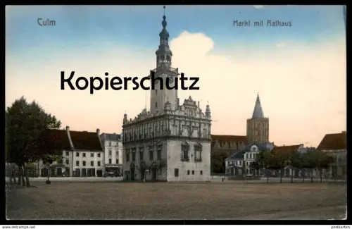 ALTE POSTKARTE CULM MARKT MIT RATHAUS CHELMNO KULM WEICHSEL POMMERN Polska poland Polen Ansichtskarte AK cpa postcard