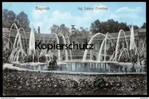 ALTE POSTKARTE BAYREUTH KÖNIGLICHES SCHLOSS EREMITAGE SPRINGBRUNNEN fontaine castle chateau postcard Ansichtskarte
