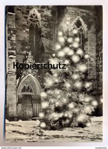 ALTE POSTKARTE OSNABRÜCK AN DER MARIENKIRCHE WEIHNACHTEN 1973 Schnee Weihnachtsbaum Winter hiver snow church Christmas