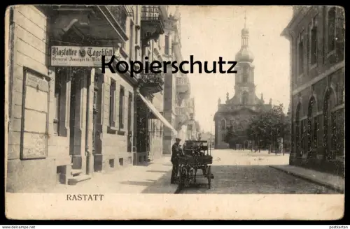 ALTE POSTKARTE RASTATT RASTATTER TAGEBLATT GENERAL-ANZEIGER FÜR MITTELBADEN KUTSCHE Zeitung newspaper Ansichtskarte cpa