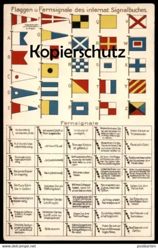 ALTE POSTKARTE FLAGGEN FERNSIGNALE INTERNATIONALES SIGNALBUCH Drapeau Flag Flags Flagge Signal Ansichtskarte AK postcard