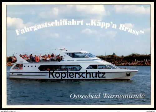 ÄLTERE POSTKARTE ROSTOCK-WARNEMÜNDE MS KÄPP'N BRASS FAHRGASTSCHIFF FÄHRE Schiff ship bateau postcard cpa Ansichtskarte