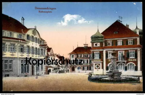 ALTE POSTKARTE DONAUESCHINGEN RATHAUSPLATZ WEINSTUBE ZUM ADLER Brunnen fontaine fountain cpa postcard AK Ansichtskarte