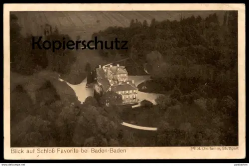 ALTE POSTKARTE ZEPPELIN LUFTSCHIFFPOSTKARTE BLICK AUF SCHLOSS FAVORITE BEI RASTATT Luftschiff airship dirigeable