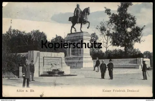ALTE POSTKARTE KÖLN KAISER FRIEDRICH DENKMAL Polizist Policeman policier uniform Cöln Cologne Keulen cpa postcard AK
