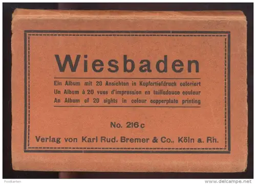 ALTES POSTKARTEN LEPORELLO WIESBADEN 20 ANSICHTSKARTEN KOMPLETT u. a. Griechische Kapelle Strassenbahn tram tramway cpa