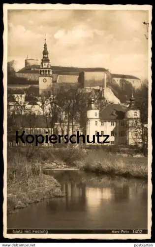 ALTE POSTKARTE GLATZ MIT FESTUNG 1937 Klodzko Kladsko Polska Poland Polen Pologne Schlesien postcard cpa Ansichtskarte