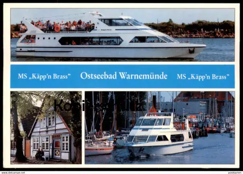 ÄLTERE POSTKARTE ROSTOCK WARNEMÜNDE MS KÄPP'N BRASS HEIMATMUSEUM Motorschiff Schiff Ship Bateau postcard Ansichtskarte