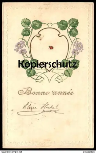 ALTE PRÄGE POSTKARTE BONNE ANNÉ MARIENKÄFER NEUJAHR Newyear Nouvel An cpa embossed postcard ladybird coccinelle AK