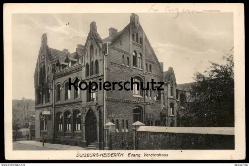 ALTE POSTKARTE DUISBURG MEIDERICH EVANGELISCHES VEREINSHAUS STEMPEL POSTES MILITAIRES 1921 cpa postcard AK Ansichtskarte