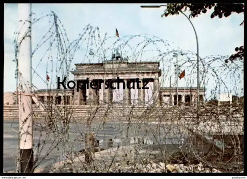ÄLTERE POSTKARTE BERLIN  BRANDENBURGER TOR BERLINER MAUER CHUTE DU MUR WALL STACHELDRAHT Barbwire Barbelé cpa postcard