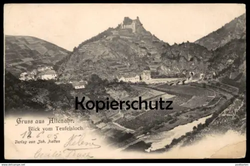 ALTE POSTKARTE GRUSS AUS ALTENAHR BLICK VOM TEUFELSLOCH 1905 Eisenbahn Railway chemin de fer Tunnel cpa postcard