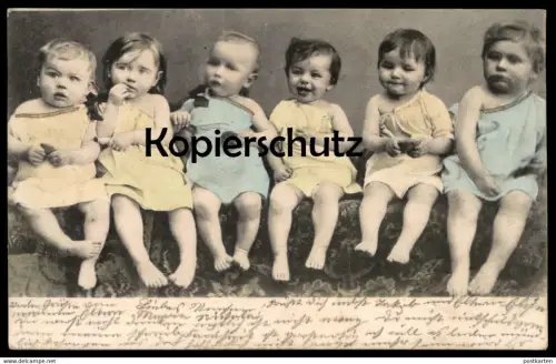ALTE POSTKARTE BABYS 1903 KINDER HUMOR enfants enfant bébé bébés children child suckling baby babies cpa photo postcard