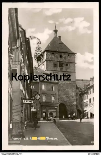 ALTE POSTKARTE ROTTWEIL A-H-STRASSE J. Wernz Laier Motorrad Moto Velo Motocyclette cpa postcard Ansichtskarte