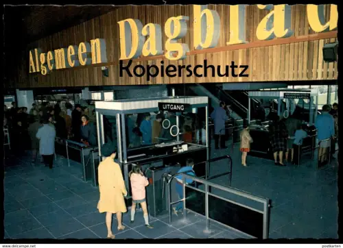 ÄLTERE POSTKARTE ROTTERDAM METRO UITGANG ALGEMEEN DAGBLAD Beurs Leuvehaven Maashaven Zuidplein U-Bahn Werbung tube cpa