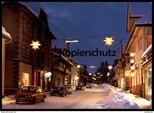 ÄLTERE POSTKARTE KÖNIGSFELD SCHWARZWALD OPEL WEIHNACHTEN WEIHNACHTSBELEUCHTUNG christmas illumination lighting postcard