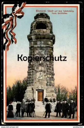 ALTE POSTKARTE PORTA WESTFALIKA BISMARCK-SÄULE AUF DEM JAKOBSBERG BEI MINDEN BISMARCKTURM Westfalica Feldpost postcard