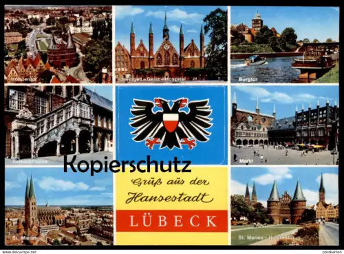 ÄLTERE POSTKARTE GRUSS AUS DER HANSESTADT LÜBECK LEPORELLO Systemkarte Càrte a systéme cpa postcard AK Ansichtskarte