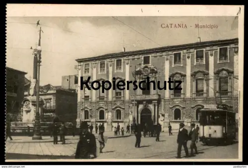 ALTE POSTKARTE CATANIA MUNICIPIO SICILIANA Tram Tramway Streetcar Strassenbahn cpa postcard AK Ansichtskarte
