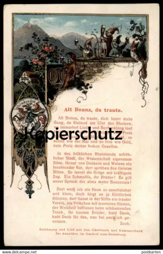 ALTE POSTKARTE BONN ALT BONNA BAD GODESBERG STUDENTICA STUDENTIKA ÉTUDIANT LIED SONG CHANSON ZWERG DWARF MIDGET NAIN AK