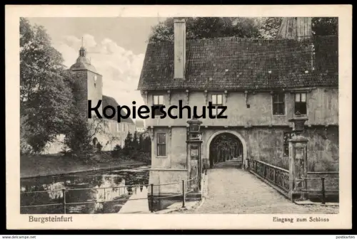 ALTE POSTKARTE BURGSTEINFURT EINGANG ZUM SCHLOSS castle chateau Steinfurt Feldpost 1916 Stempel Borghorst cpa postcard