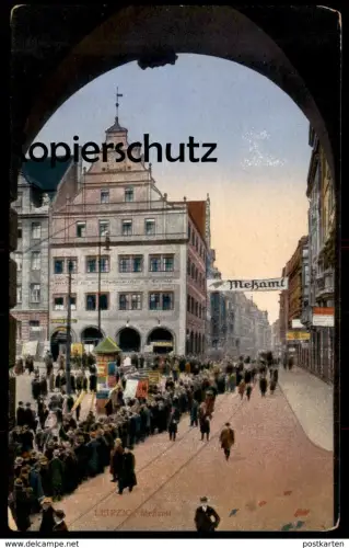 ALTE POSTKARTE LEIPZIG MESSAMT LITFASSSÄULE poster pillar verm. zu Zeiten der Messe cpa postcard AK Ansichtskarte
