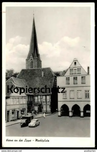 ALTE POSTKARTE WERNE AN DER LIPPE MARKTPLATZ MIT KONSUM GOLIATH GD 750 TRANSPORTER LKW truck pickup VW Käfer postcard