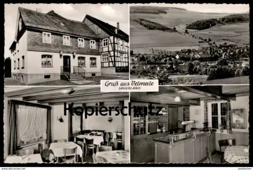 ÄLTERE POSTKARTE VELMEDE GASTHOF & PENSION STEILMANN AUTOMAT SPIELAUTOMAT BESTWIG Sauerland Ansichtskarte cpa postcard