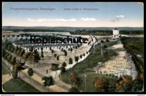 ALTE POSTKARTE SENNELAGER TRUPPENÜBUNGSPLATZ NEUES LAGER UND WASSERTURM SENNE PADERBORN casern barracks Kaserne postcard