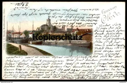 ALTE LITHO POSTKARTE GRUSS AUS CLEVE 1903 PANORAMA Bad Kleve AK Ansichtskarte cpa postcard