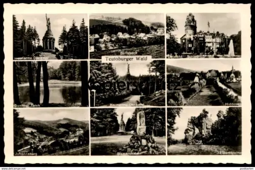ALTE POSTKARTE TEUTOBURGER WALD HERMANNSDENKMAL BERLEBECK DETMOLD DONOPER TEICH HIDDESSEN BISMARCKSTEIN JOHANNABERG cpa
