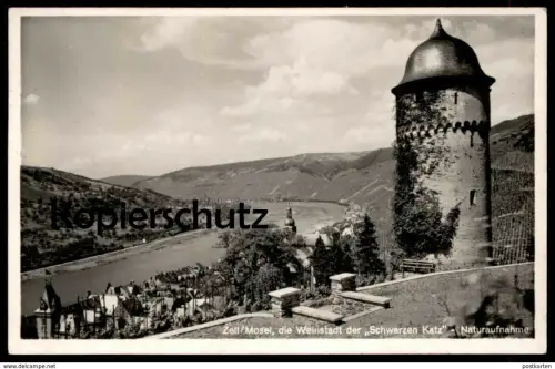 ALTE POSTKARTE ZELL MOSEL 1940 NATURAUFNAHME WEINSTADT SCHWARZE KATZ Weinversand Emil Schneiders wine AK Ansichtskarte